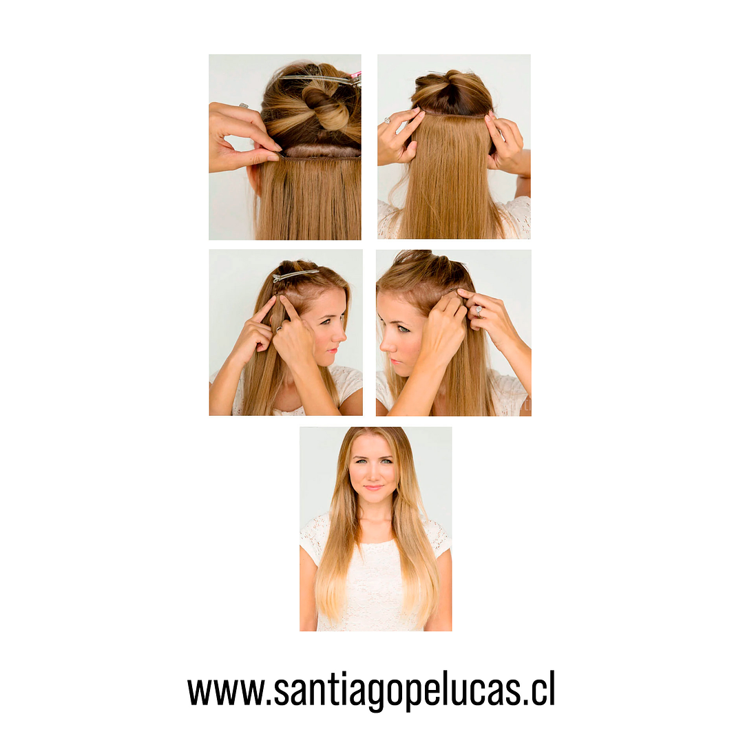 C348 PACK CORTINAS CABELLO LISO NATURAL CASTAÑO (9 Piezas) 3