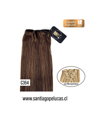 C364 PACK CORTINAS CABELLO LISO NATURAL CASTAÑO VISADO (9 Piezas)