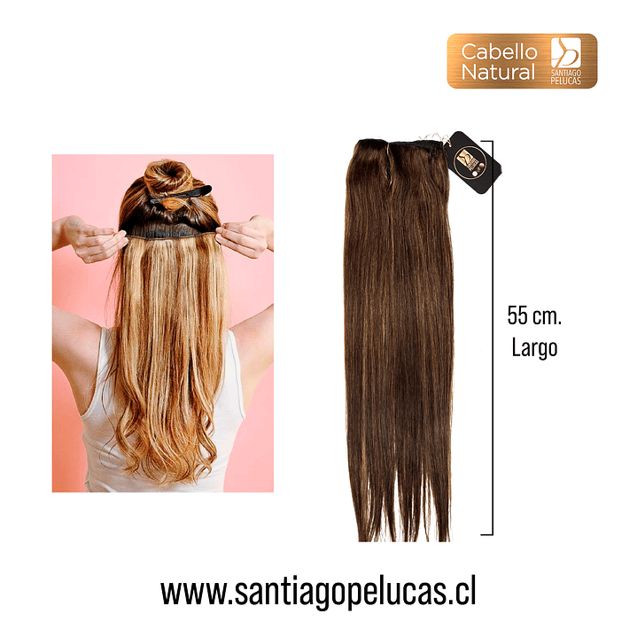 C364 PACK CORTINAS CABELLO LISO NATURAL CASTAÑO VISADO (9 Piezas) 2