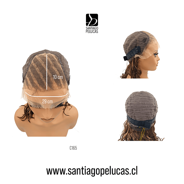C165 LACE FRONTAL MELENA CRESPA CASTAÑO CON REFLEJOS CENIZA 3