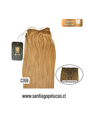 C359 PACK CORTINAS CABELLO LISO NATURAL RUBIO CLARO DORADO (9 Piezas)