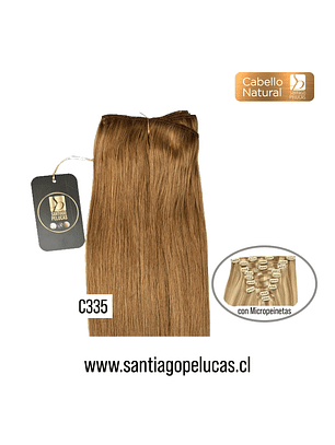 C335 PACK CORTINAS CABELLO LISO NATURAL RUBIO MEDIO DORADO (9 Piezas)