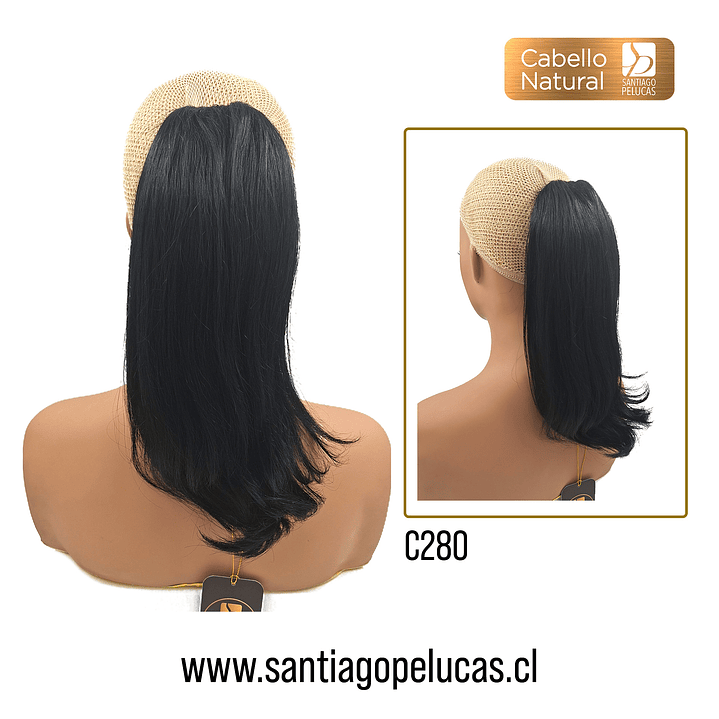 C280 POSTIZO DE COLA NATURAL LISO NEGRO AZABACHE 1