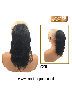 C295 POSTIZO DE COLA NATURAL CON ONDAS NEGRO AZABACHE
