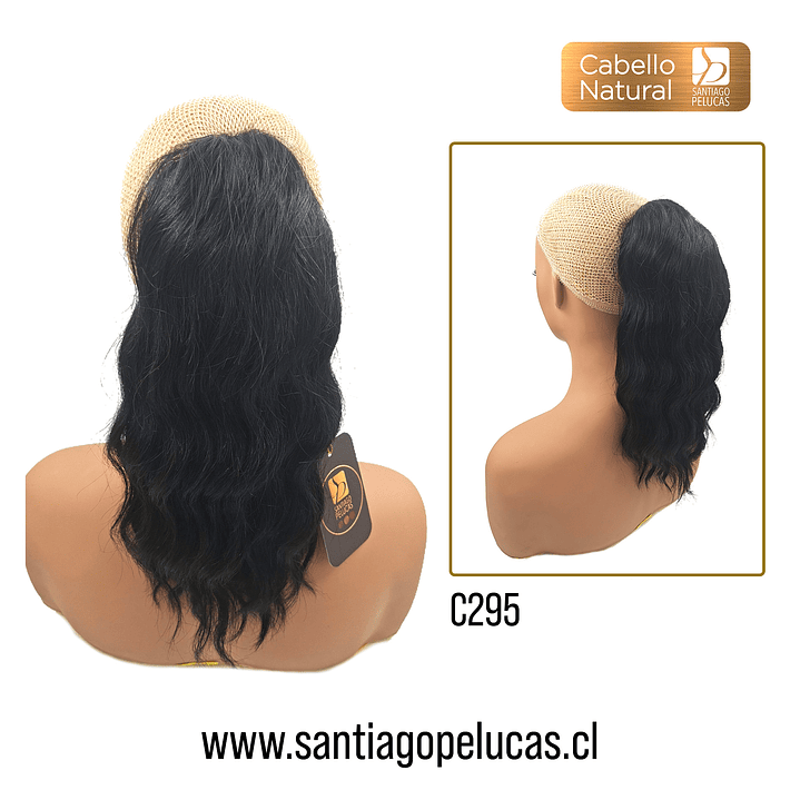 C295 POSTIZO DE COLA NATURAL CON ONDAS NEGRO AZABACHE 1