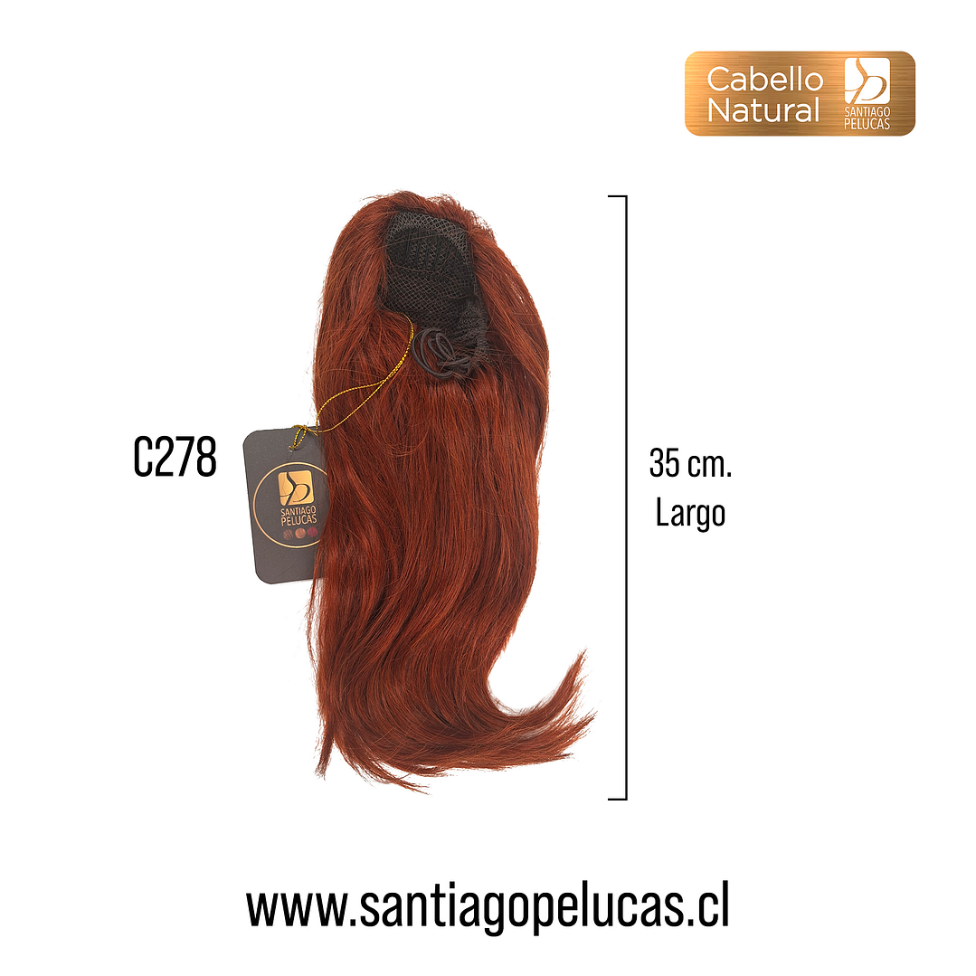 C278 POSTIZO DE COLA NATURAL LISO ROJO COBRIZO 2