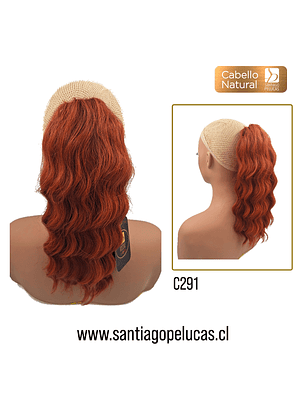 C291 POSTIZO DE COLA NATURAL CON ONDAS ROJO COBRIZO