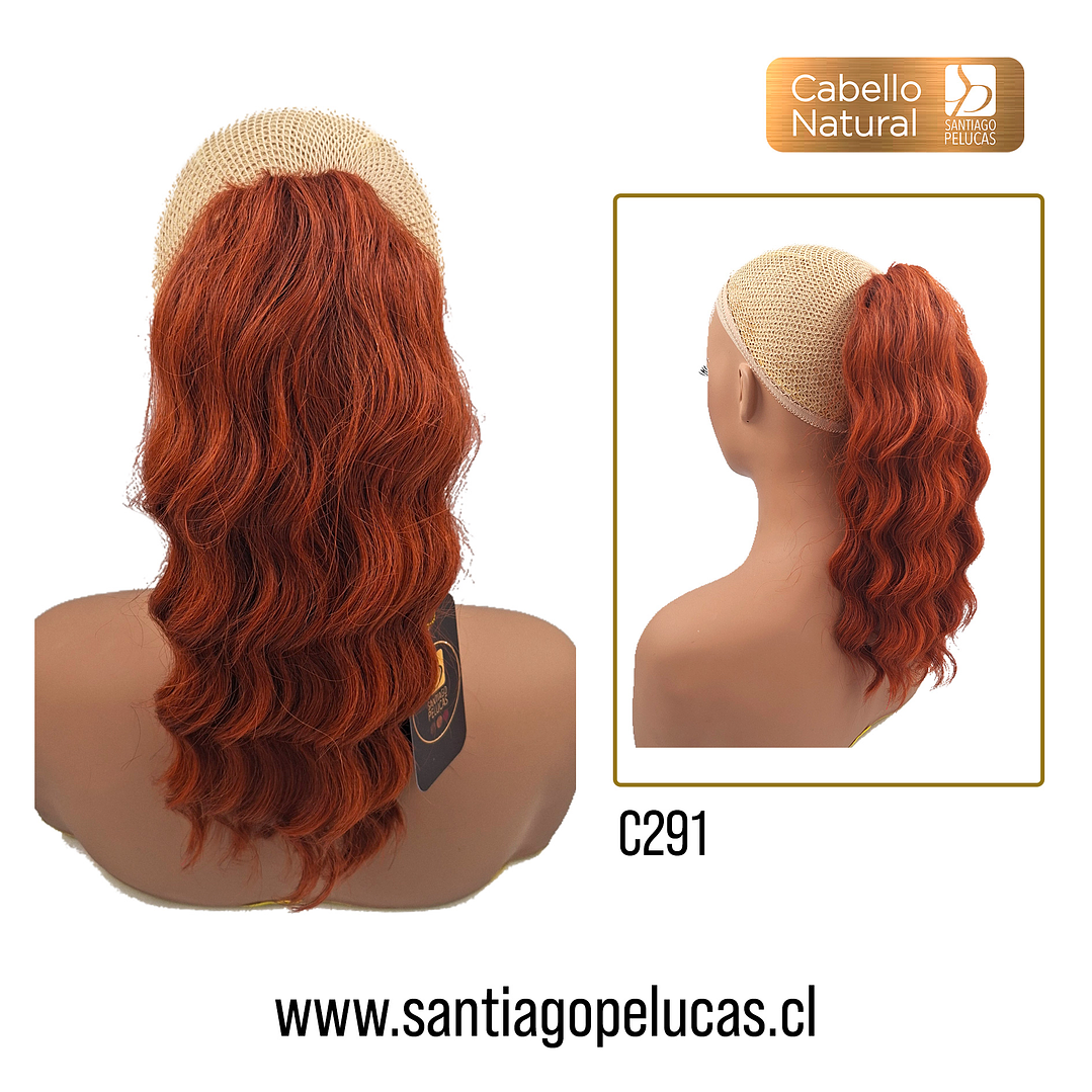 C291 POSTIZO DE COLA NATURAL CON ONDAS ROJO COBRIZO 1