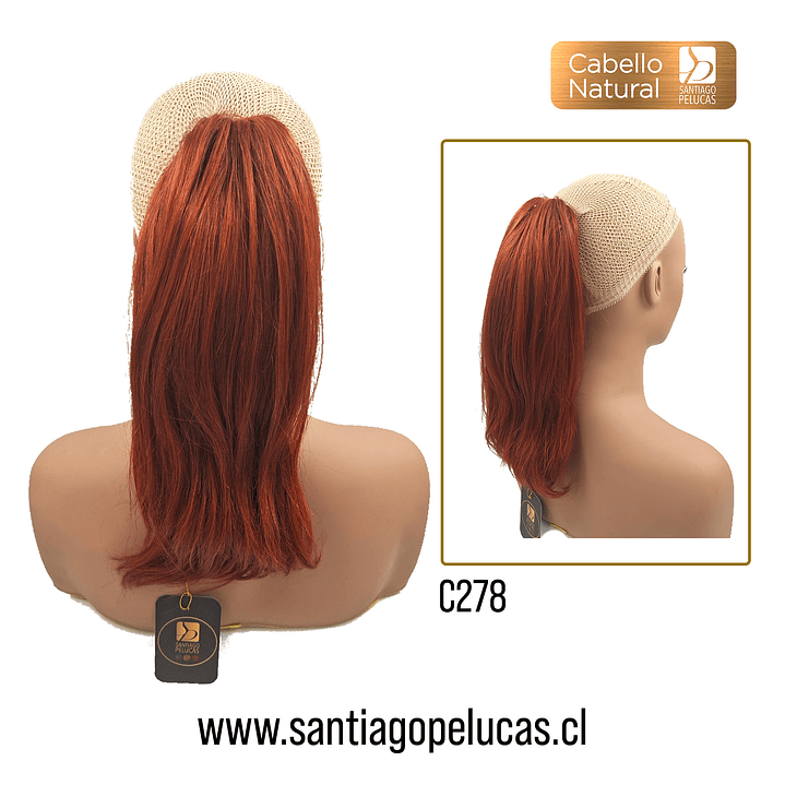 C278 POSTIZO DE COLA NATURAL LISO ROJO COBRIZO 1