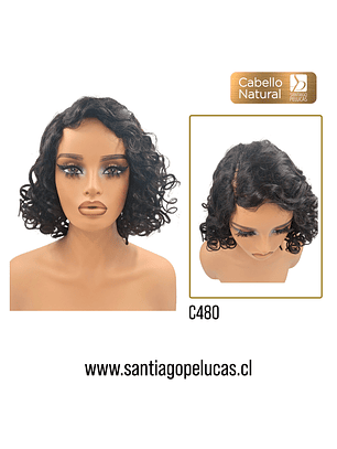 C480 LACE FRONT MELENA CRESPA CORTE EN CAPAS NEGRO