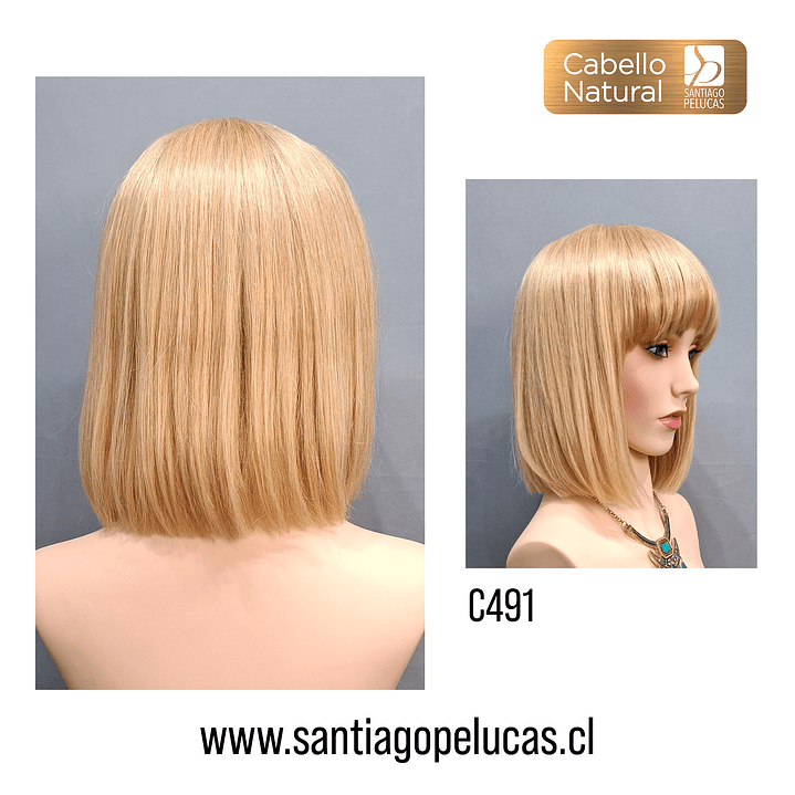 C491 NATURAL BOB MELENA LISA CON FLEQUILLO RUBIO EXTRA CLARO DORADO 3