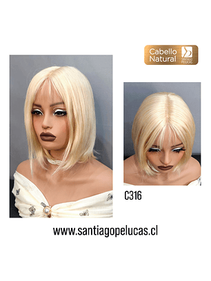 C316 PELUCA MELENA LISA BOB RUBIO PLATINADO