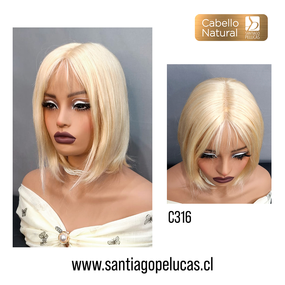 C316 PELUCA MELENA LISA BOB RUBIO PLATINADO 1