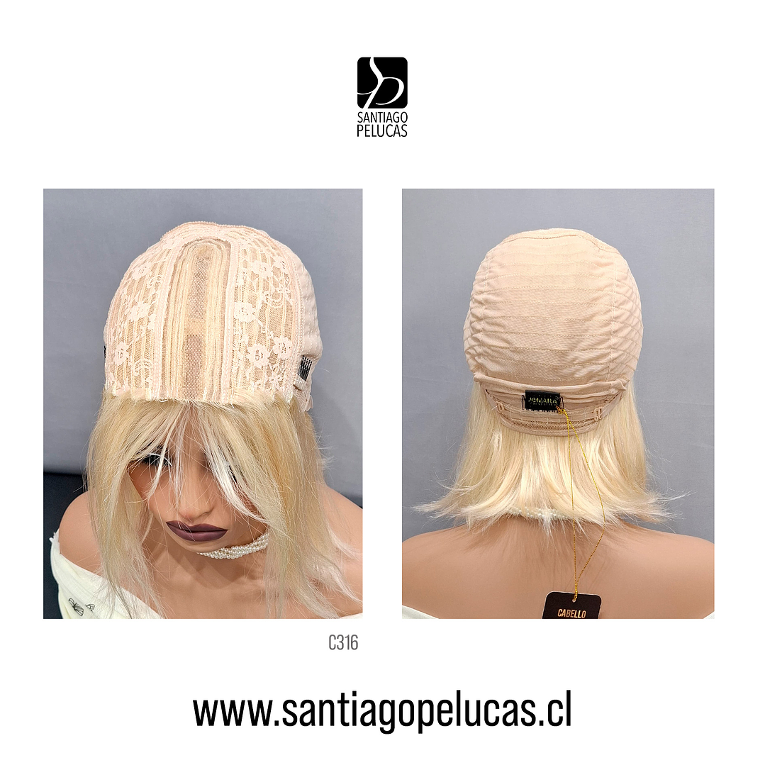 C316 PELUCA MELENA LISA BOB RUBIO PLATINADO 3