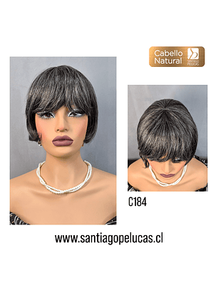 C184 NATURAL CORTA LISA CANAS CENIZA