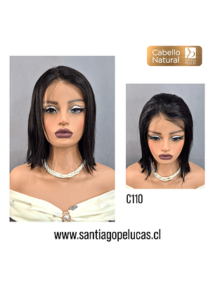 C110 LACE FRONTAL MELENA LISA BOB NEGRO