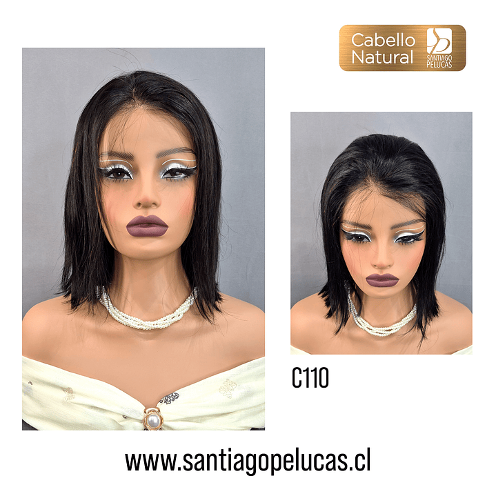 C110 LACE FRONTAL MELENA LISA BOB NEGRO 1