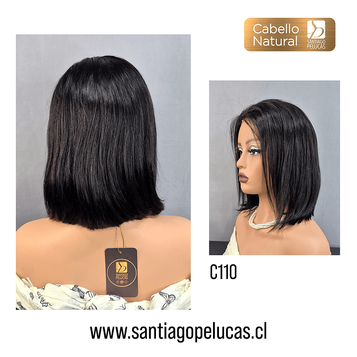 C110 LACE FRONTAL MELENA LISA BOB NEGRO 2