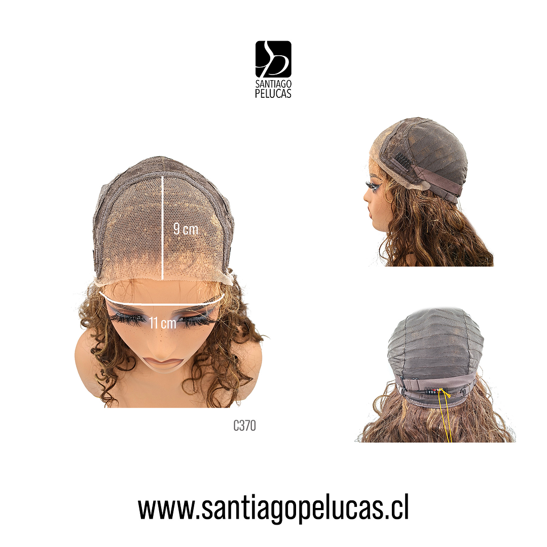 C370 LACE FRONTAL LARGA CRESPA CASTAÑO CON REFLEJOS CENIZA 3