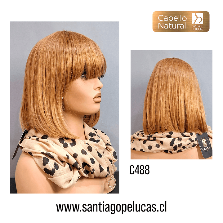C488 NATURAL BOB MELENA LISA CON FLEQUILLO RUBIO DORADO CARAMELO 2