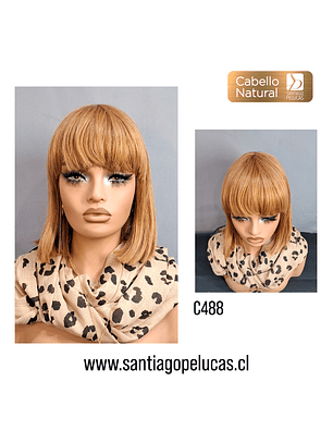 C488 NATURAL BOB MELENA LISA CON FLEQUILLO RUBIO DORADO CARAMELO
