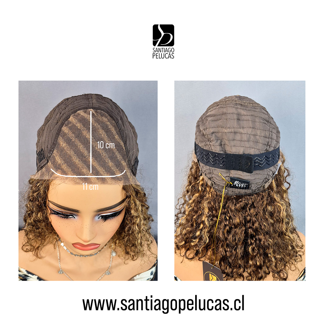 C172 LACE FRONTAL MELENA CRESPA CASTAÑO CON REFLEJOS RUBIOS 3