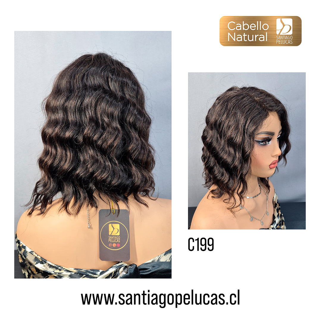 C199 LACE FRONT MELENA CON ONDAS CASTAÑO OSCURO CON REFLEJOS 2