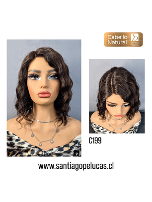 C199 LACE FRONT MELENA CON ONDAS CASTAÑO OSCURO CON REFLEJOS