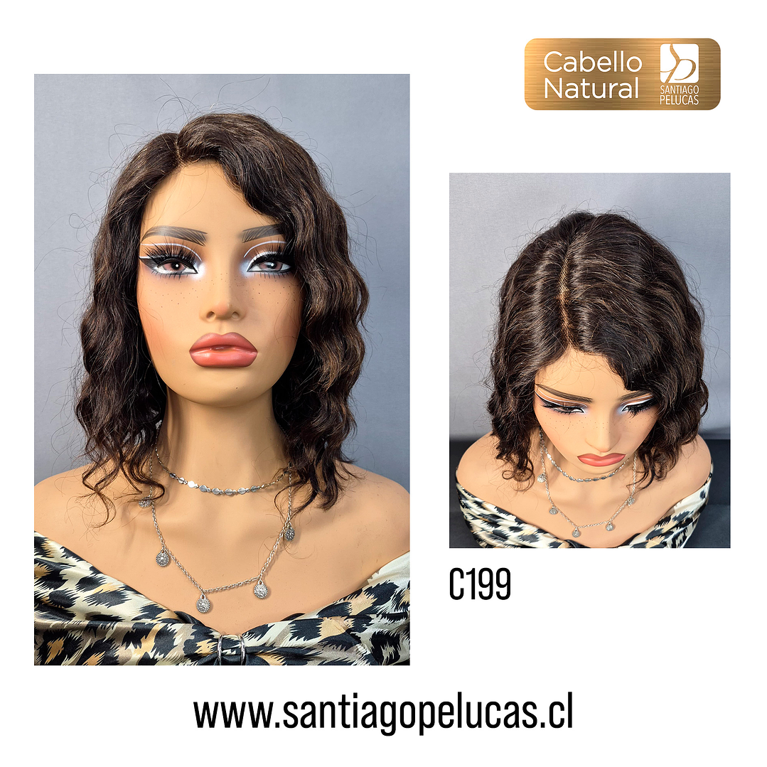C199 LACE FRONT MELENA CON ONDAS CASTAÑO OSCURO CON REFLEJOS 1