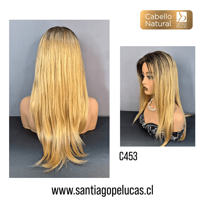 C453 LACE FRONTAL LARGA LISA DESFLECADA RUBIO CLARO MATIZADO CON CREC. 2