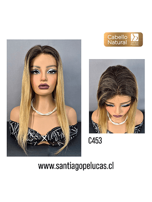 C453 LACE FRONTAL LARGA LISA DESFLECADA RUBIO CLARO MATIZADO CON CREC.