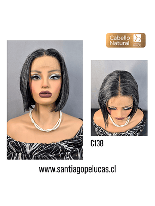 C138 LACE FRONT MELENA LISA CORTE BOB 30% CANAS