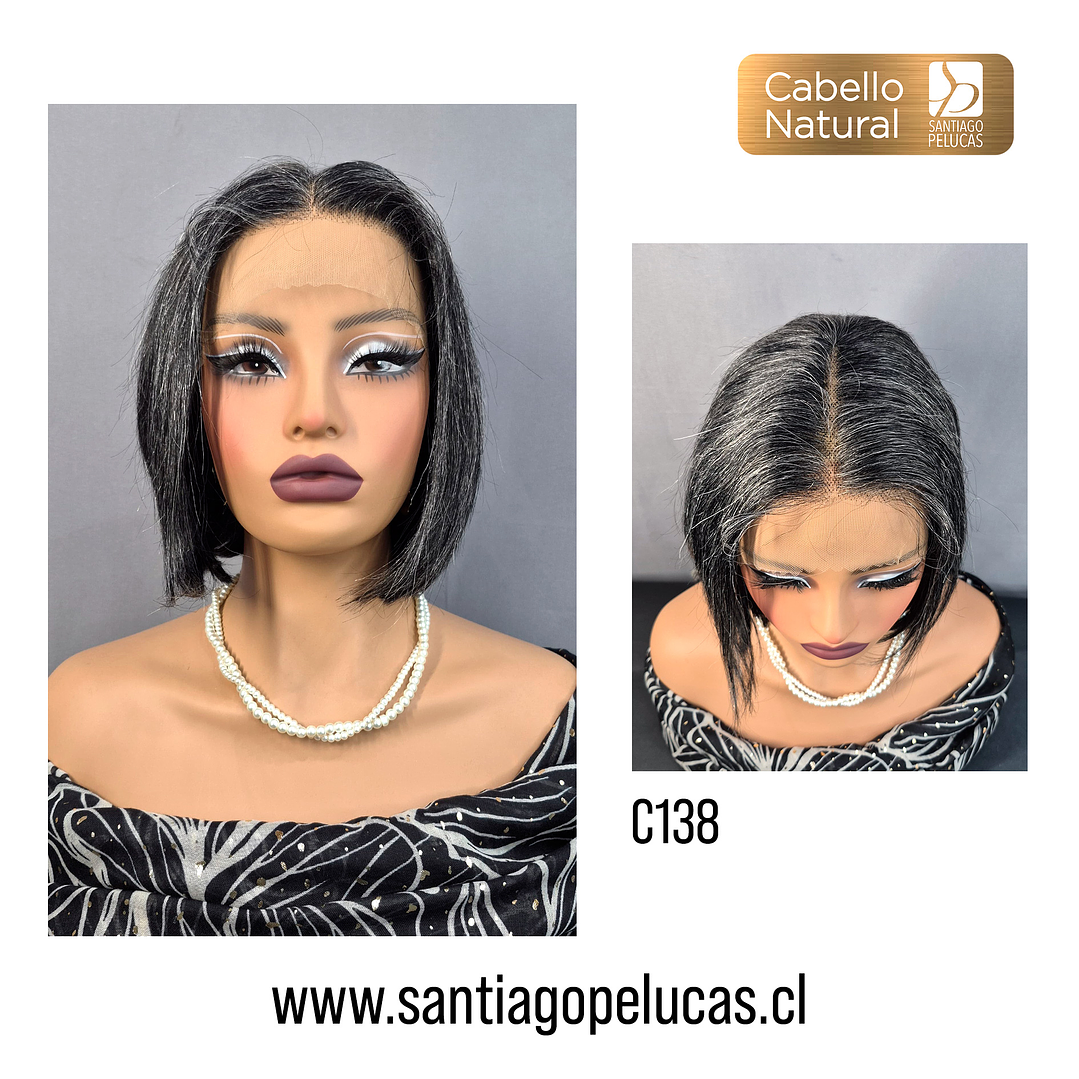 C138 LACE FRONT MELENA LISA CORTE BOB 30% CANAS 1