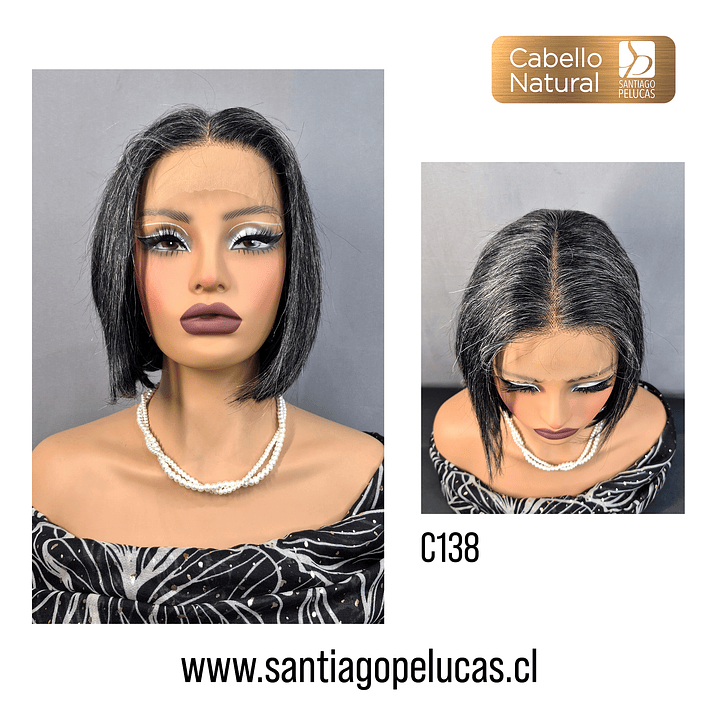 C138 LACE FRONT MELENA LISA CORTE BOB 30% CANAS 1