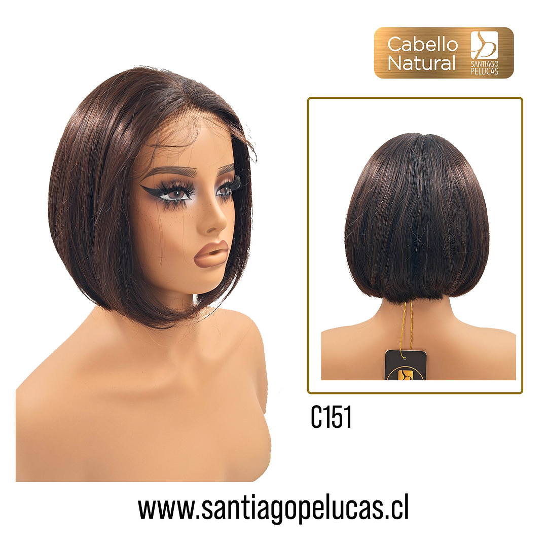 C151 LACE FRONTAL MELENA LISA BOB CASTAÑO OSCURO 3