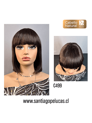 C499 NATURAL BOB MELENA LISA CON FLEQUILLO CASTAÑO MEDIO