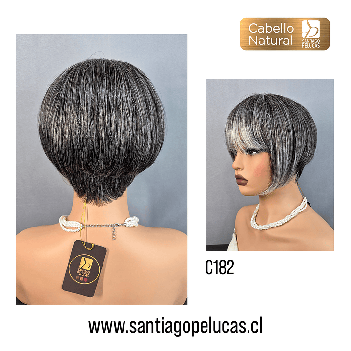 C182 NATURAL CORTA LISA CANAS CENIZA PUNTAS CLARAS 2