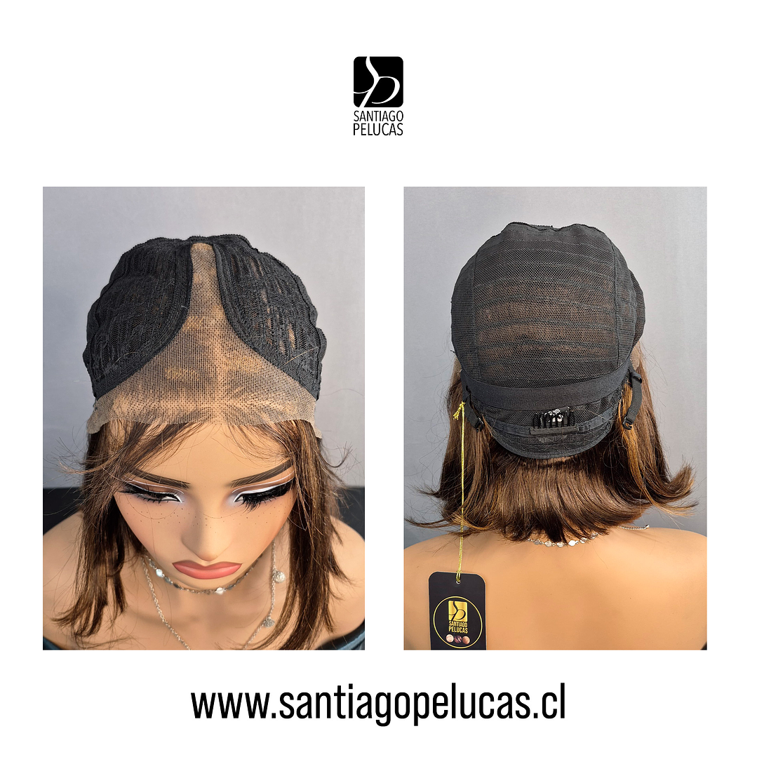 C508 LACE FRONT MELENA BOB LISA CASTAÑO CON REFLEJOS 3