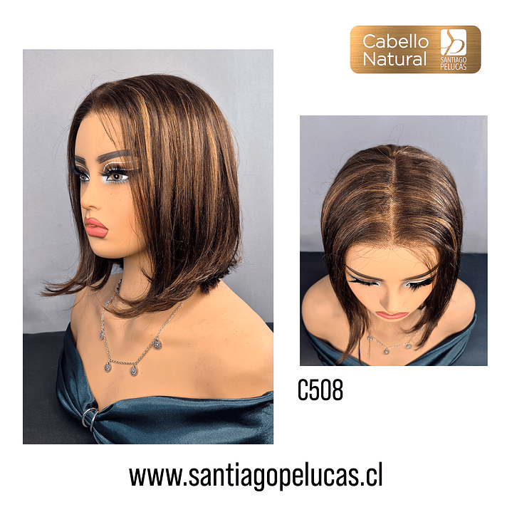 C508 LACE FRONT MELENA BOB LISA CASTAÑO CON REFLEJOS 1