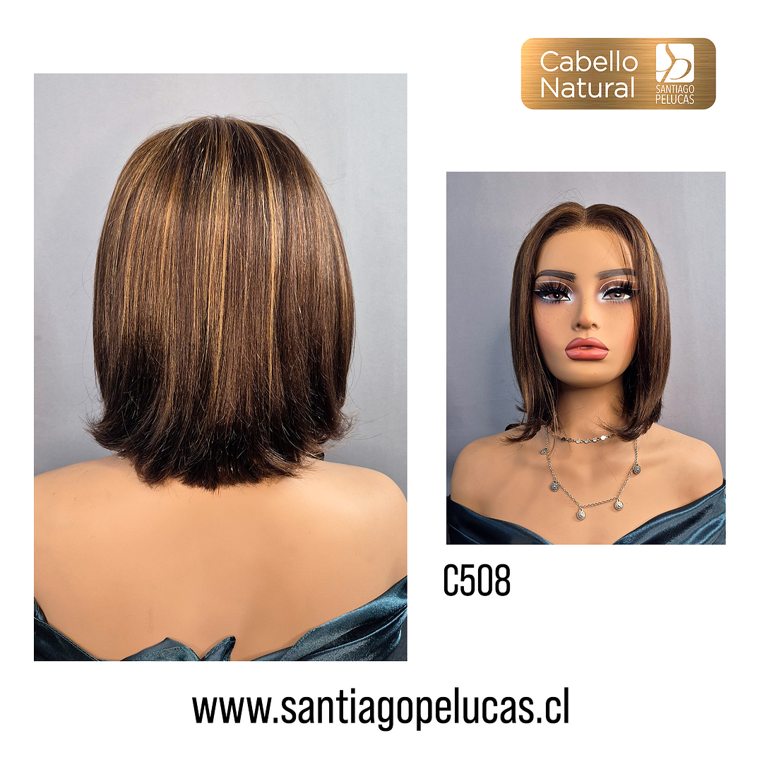 C508 LACE FRONT MELENA BOB LISA CASTAÑO CON REFLEJOS 2