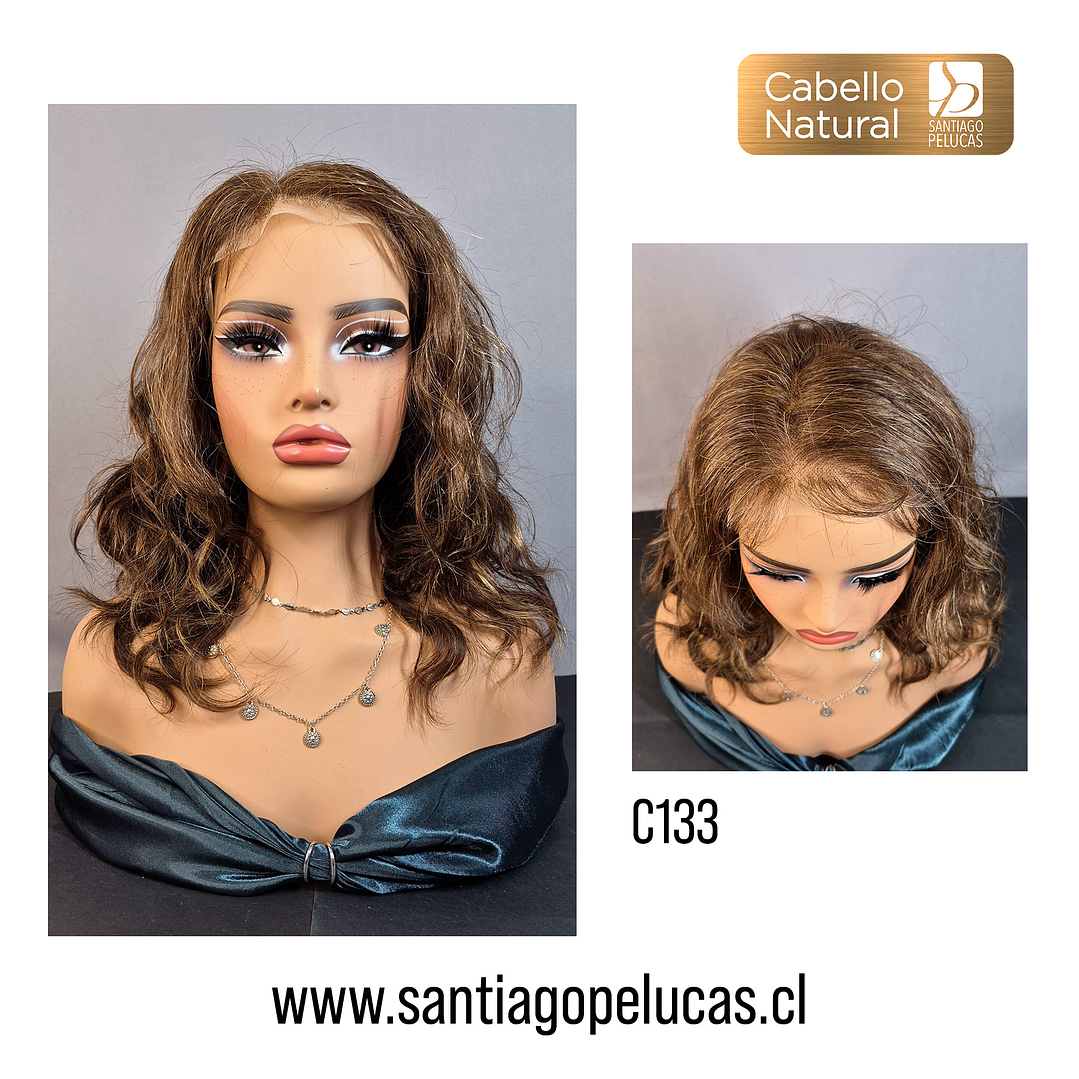C133 LACE FRONTAL LARGA CON ONDAS CASTAÑO CLARO CON REFLEJOS 1