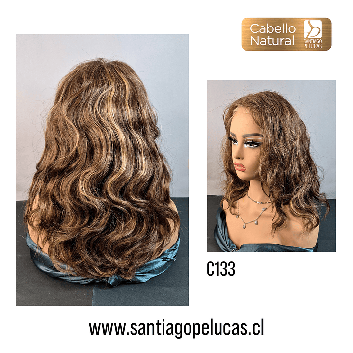 C133 LACE FRONTAL LARGA CON ONDAS CASTAÑO CLARO CON REFLEJOS 3