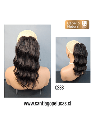 C288 POSTIZO DE COLA NATURAL CON ONDAS CASTAÑO OSCURO