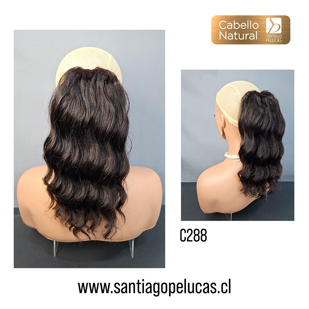 C288 POSTIZO DE COLA NATURAL CON ONDAS CASTAÑO OSCURO 1