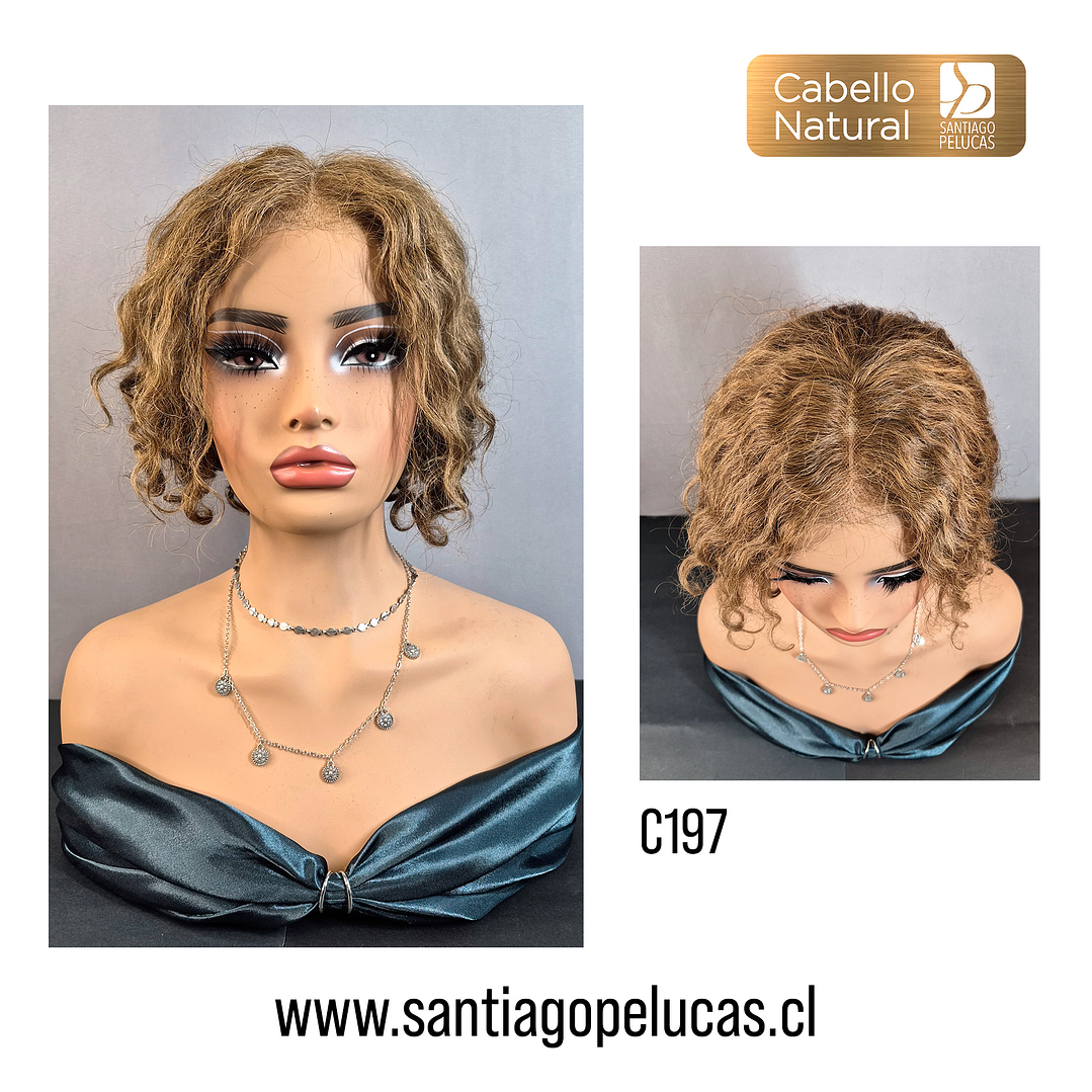 C197 LACE FRONT MELENA CON ONDAS EN CAPAS CASTAÑO CLARO CON REFLEJOS 1