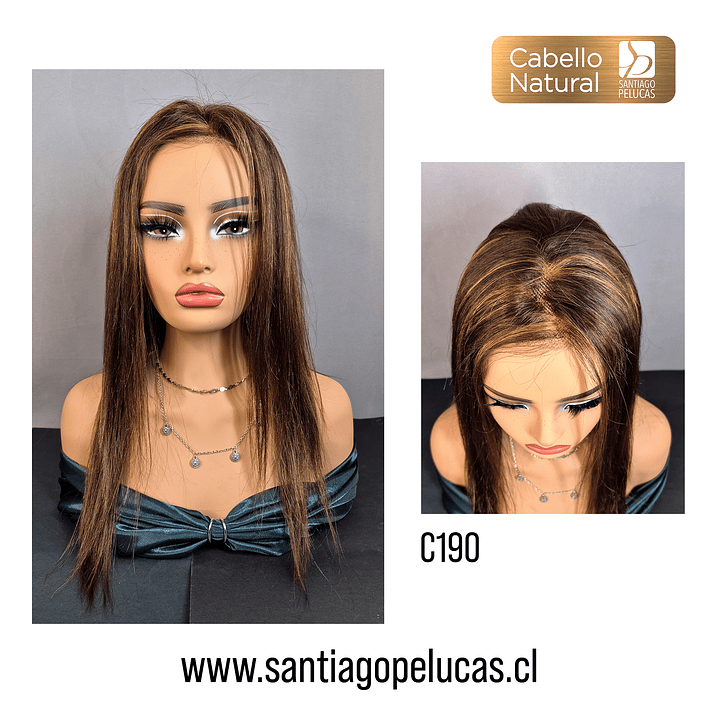 C190 LACE FRONTAL LARGA LISA EN CAPAS CASTAÑO CON REFLEJOS 1