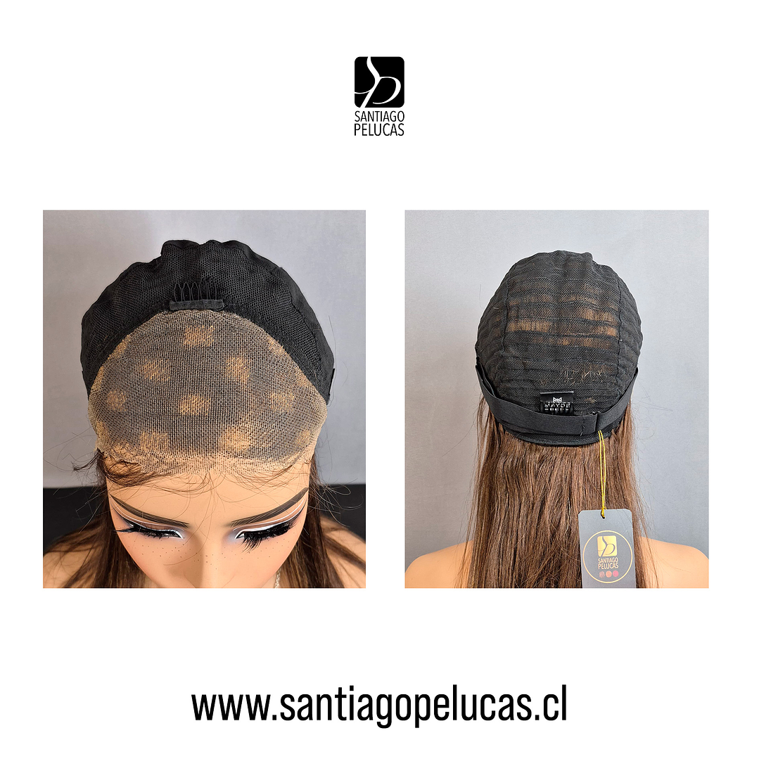 C190 LACE FRONTAL LARGA LISA EN CAPAS CASTAÑO CON REFLEJOS 3