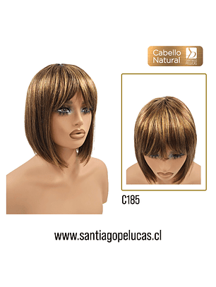 C185 NATURAL BOB MELENA LISA CON FLEQUILLO CASTAÑO CON MECHAS