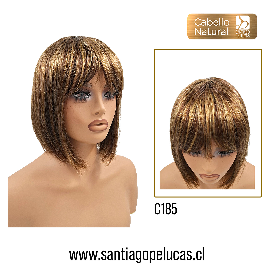 C185 NATURAL BOB MELENA LISA CON FLEQUILLO CASTAÑO CON MECHAS 1