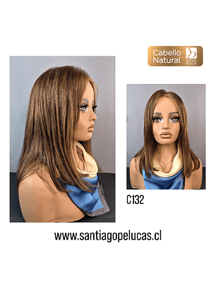 C132 LACE FRONTAL MELENA LISA CASTAÑO CLARO CON REFLEJOS